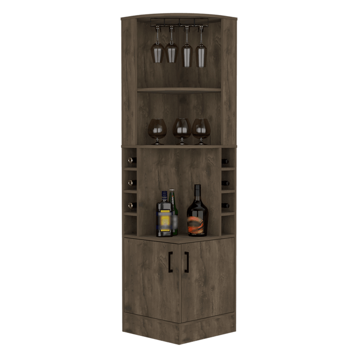 Conjunto Andorra, Aparador de salón Z80 Andorra con 4 gabinetes+ Mueble Bar  Esquinero Andorra con soporte para copas