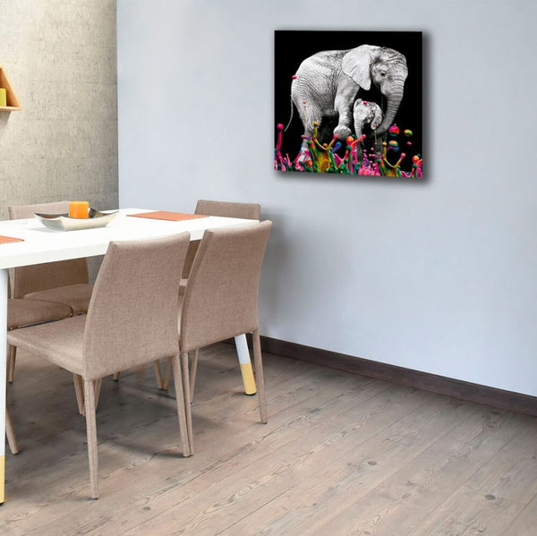 Cuadro decorativo elefante colores L 60 x 60 cm