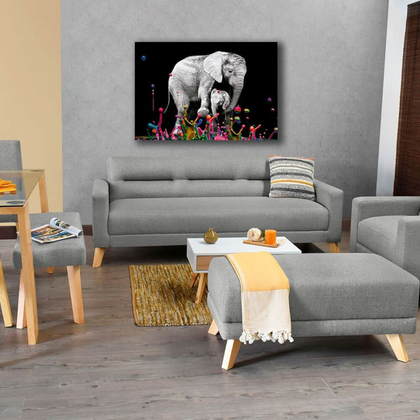 Cuadro decorativo elefante colores XL 115 x 78 cm