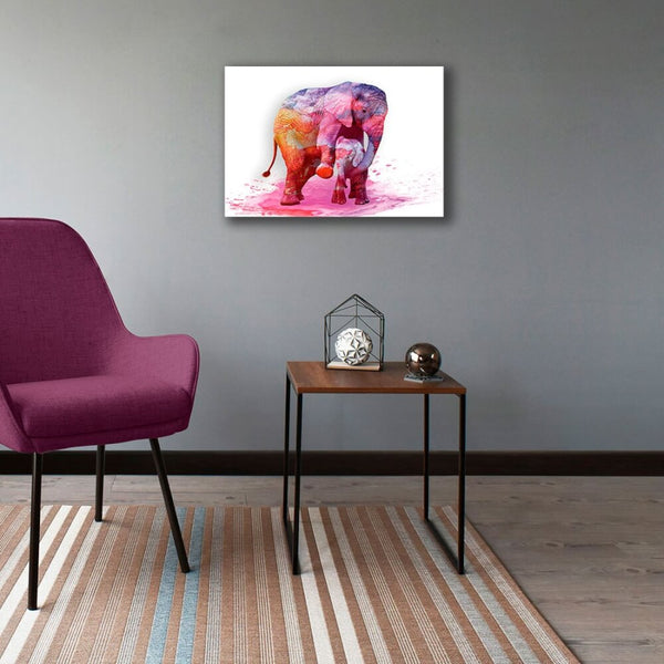 Cuadro decorativo elefante rosa M 70 x 45 cm