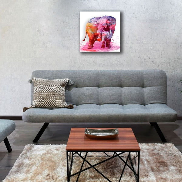 Cuadro decorativo elefante rosa L 60 x 60 cm