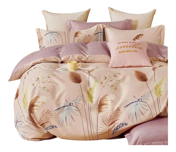 Duvet Estampado Flores Suaves Doble + Sábana Plana