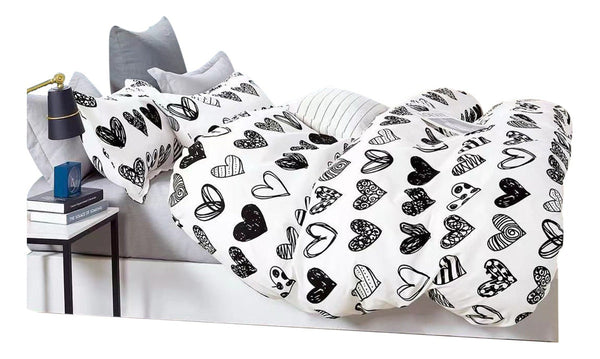 Duvet Estampado Black Heart Doble + Sábana Plana