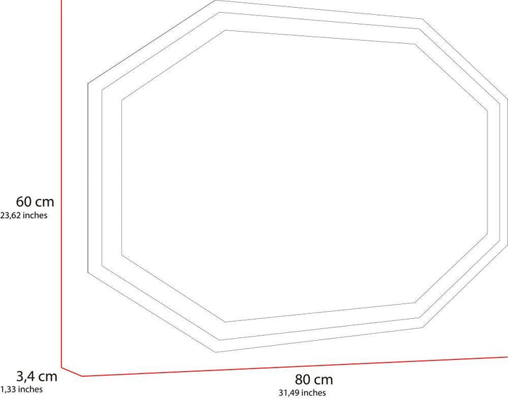 Espejo Hexagonal Mizu color Gris para Sala o Baño.