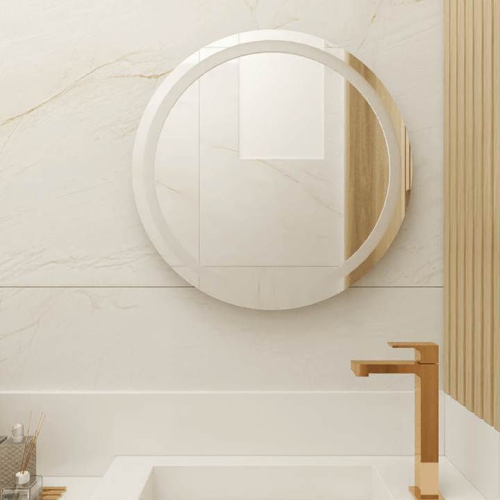 Espejo Ovalle, Circular con Diseño en Sandblasting - VIRTUAL MUEBLES