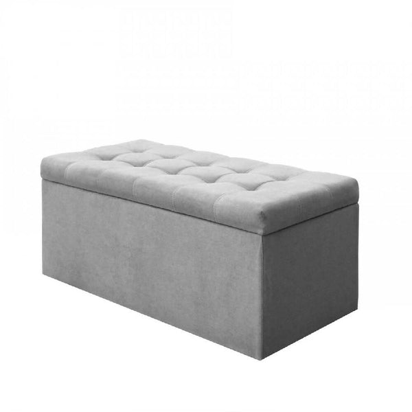 Puff Baúl Auxiliar Tela Gris - VIRTUAL MUEBLES