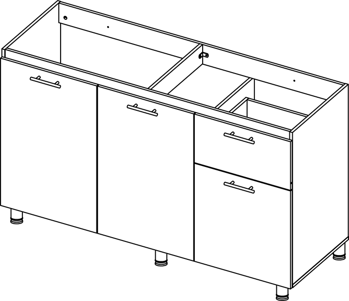 Gabinete Inferior Zenda, Blanco Duqueza y Wengue, Ideal Para Espacio Reducidos - VIRTUAL MUEBLES