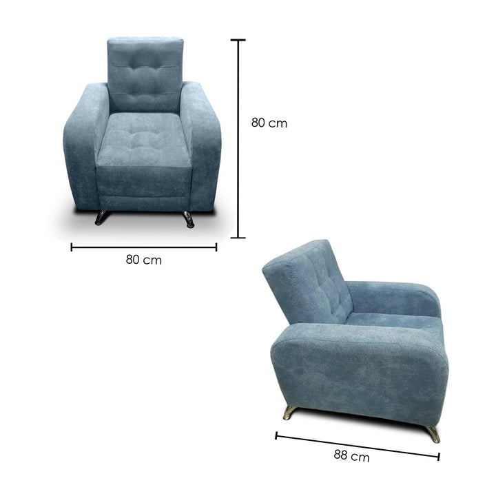 Poltrona Azalea tela azul - VIRTUAL MUEBLES