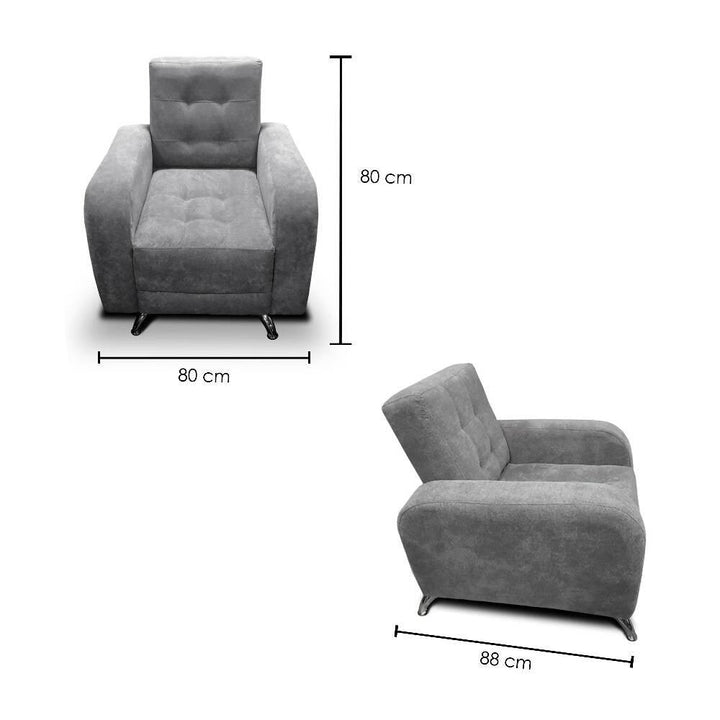 Poltrona Azalea tela gris - VIRTUAL MUEBLES