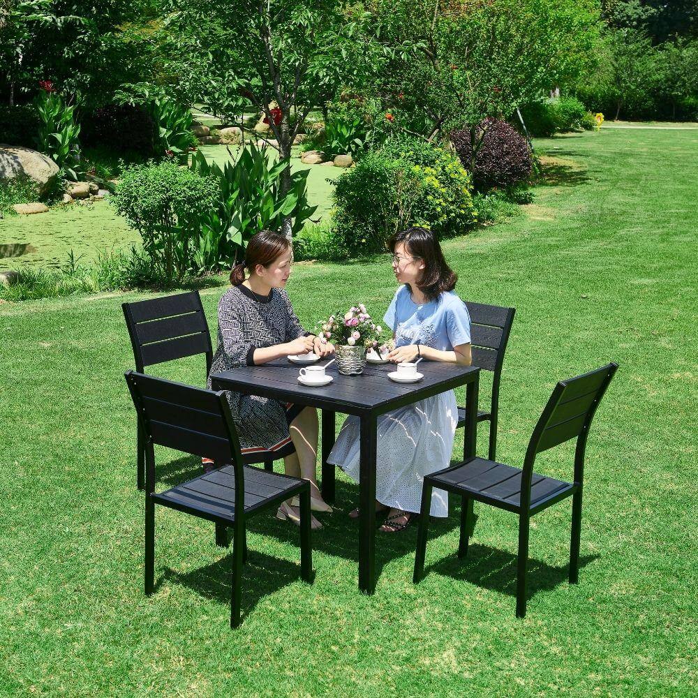 Juego De Comedor Para Exterior Y Terrazas Set 5 Piezas Gris EBANI juego-de-comedor-para-exterior-y-terrazas-set-5-piezas-gris-ebani