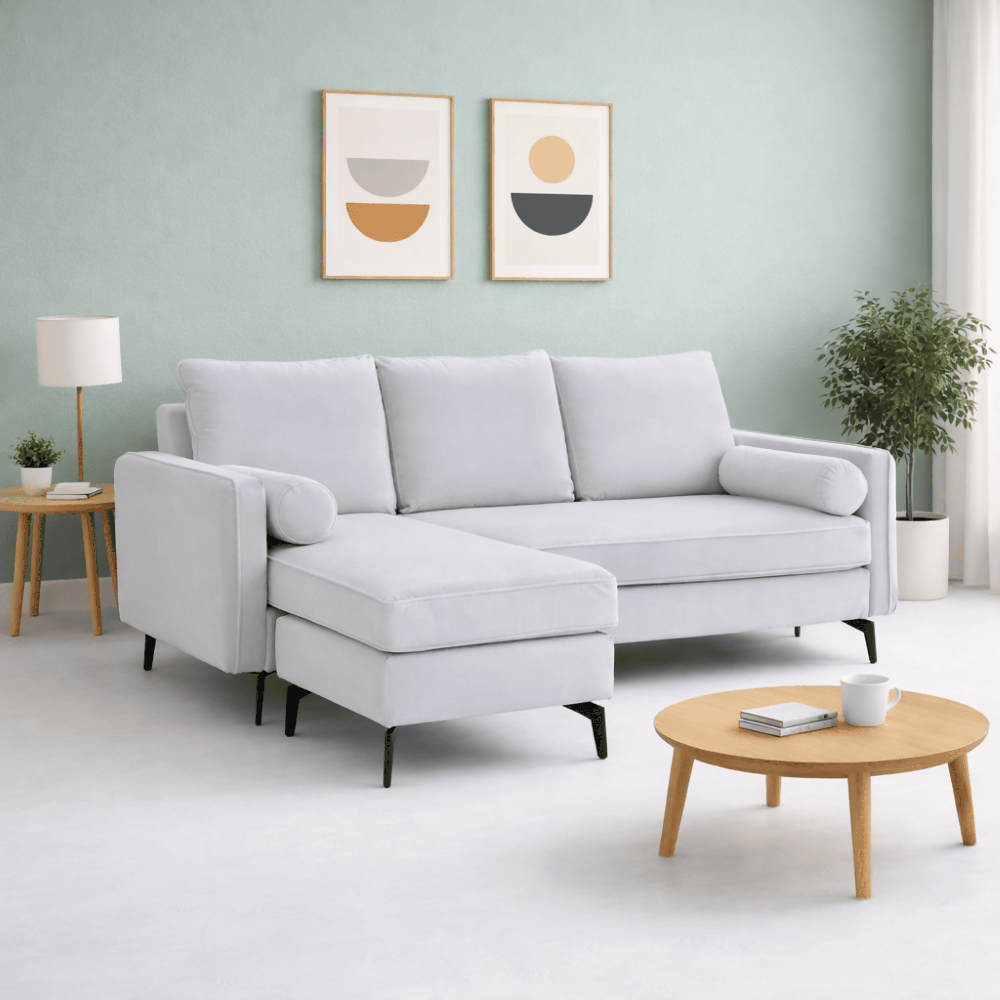 Ebani Ridges Sofá en L 3 Puestos Bidireccional Moderno Enttrambi Gris – EBANI