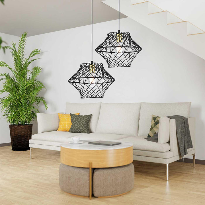 Lámpara Colgante Etana, Negro y Dorado - VIRTUAL MUEBLES