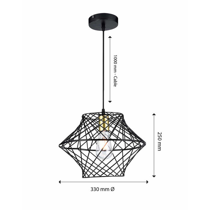 Lámpara Colgante Etana, Negro y Dorado - VIRTUAL MUEBLES