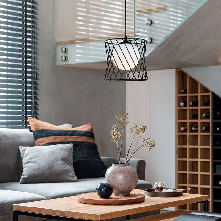 Lámpara Colgante Regina Small, Negro y Blanco - VIRTUAL MUEBLES