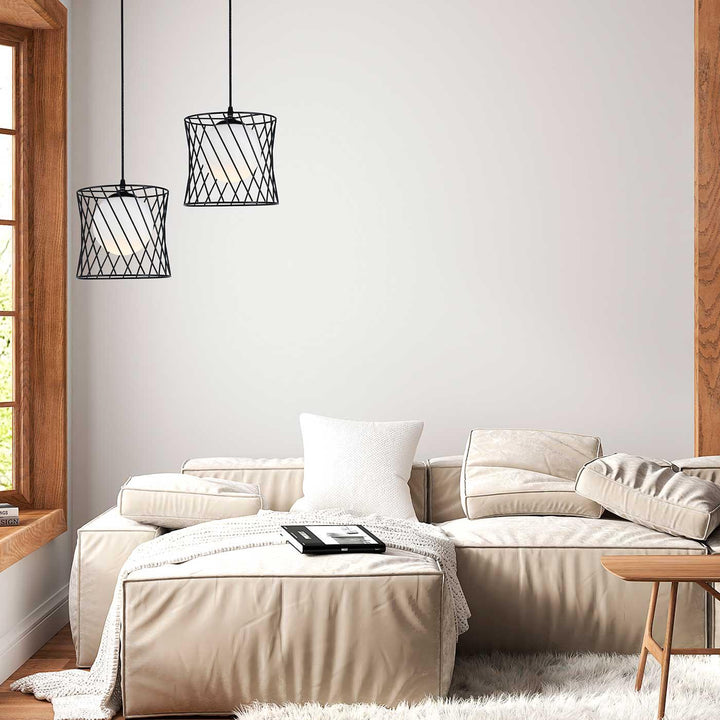 Lámpara Colgante Regina Small, Negro y Blanco - VIRTUAL MUEBLES