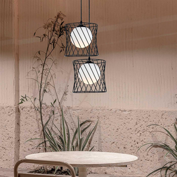 Lámpara Colgante Regina Small, Negro y Blanco - VIRTUAL MUEBLES