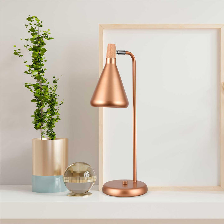 Lámpara de Mesa Clementina Oro Rosado, Cobre - VIRTUAL MUEBLES