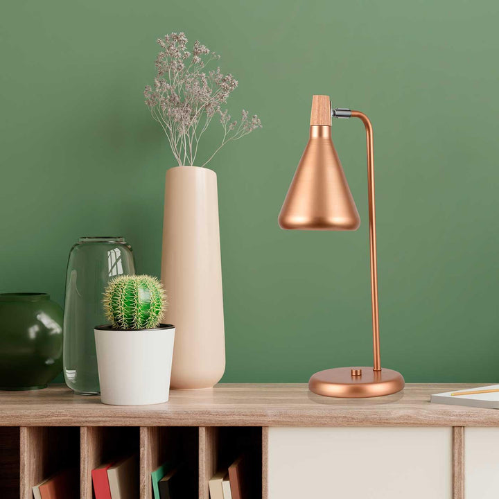 Lámpara de Mesa Clementina Oro Rosado, Cobre - VIRTUAL MUEBLES