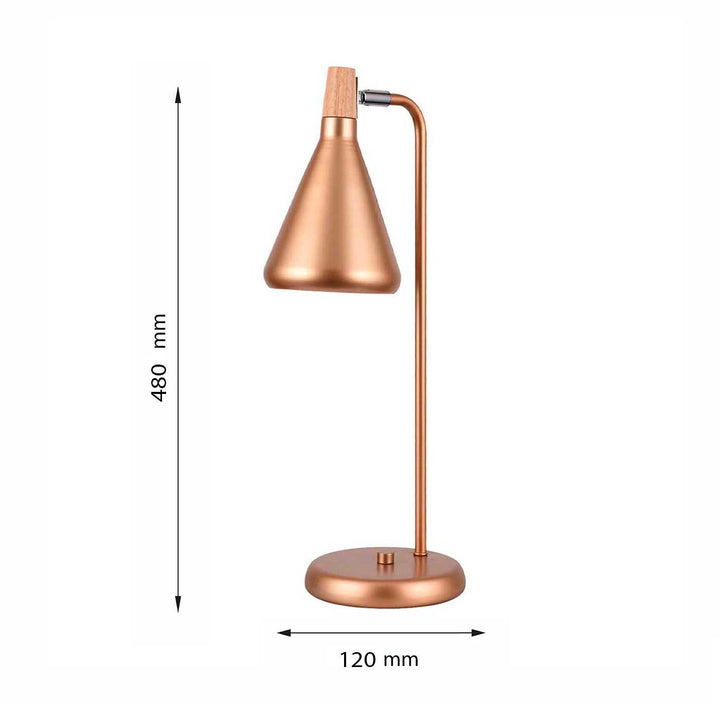 Lámpara de Mesa Clementina Oro Rosado, Cobre - VIRTUAL MUEBLES