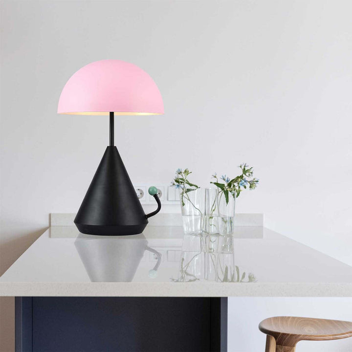 Lámpara de Mesa Throne, Negro y Rosado - VIRTUAL MUEBLES