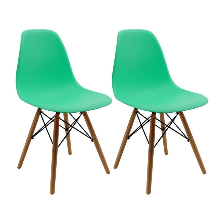 Kit por 2 sillas Eames Patas En Madera para comedor, sala, restaurante - Verde Menta - VIRTUAL MUEBLES