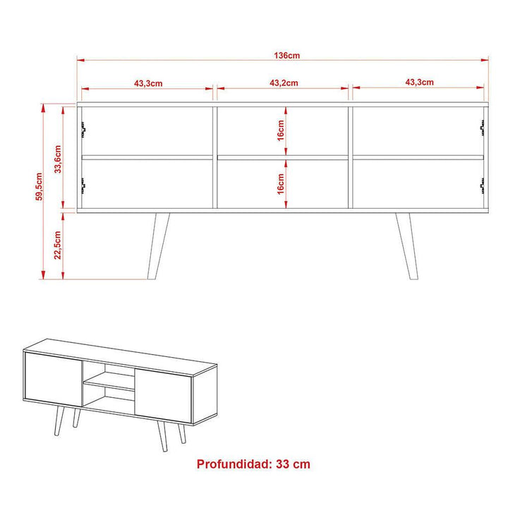 Mesa para TV Ecuador Almendra/Negro - VIRTUAL MUEBLES