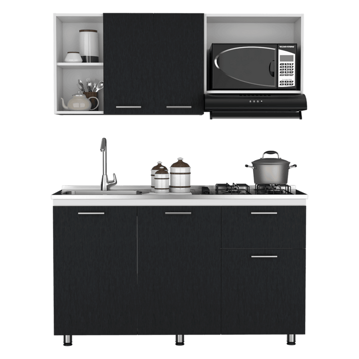 Gabinete Inferior Zenda, Blanco Duqueza y Wengue, Ideal Para Espacio Reducidos - VIRTUAL MUEBLES