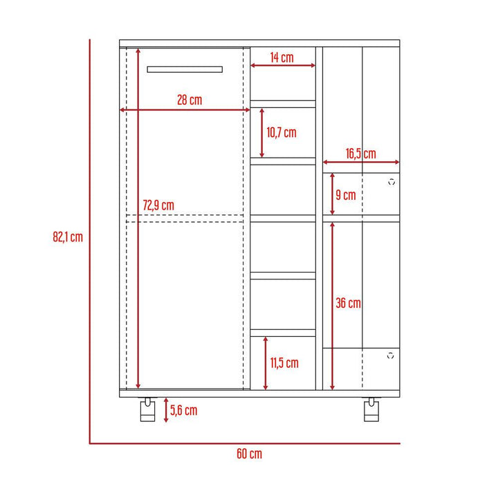 Bar Movible Argus, Wengue, con rodachines - VIRTUAL MUEBLES