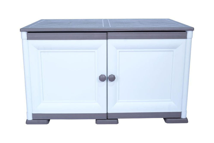 Mueble Organizador Elegance Goya color Blanco Perla y Cocoa para Habitación.