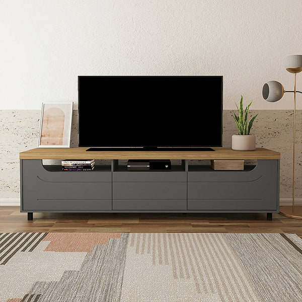 Mueble TV 75" Mercury De 200 cm Color Roble Y Grafito