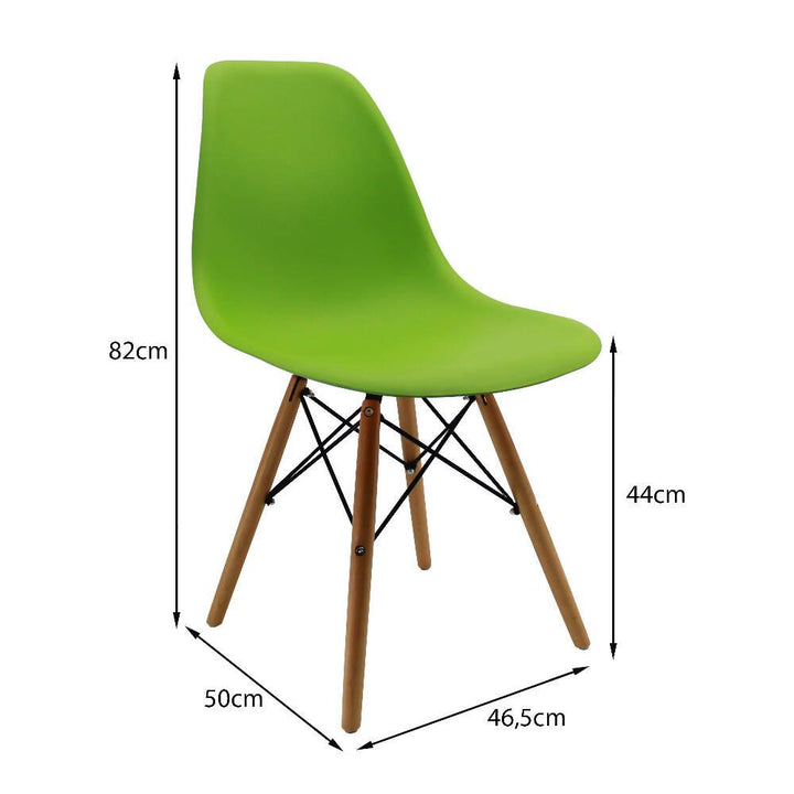 Kit por 2 sillas Eames Patas En Madera para comedor, sala, restaurante - Verde - VIRTUAL MUEBLES