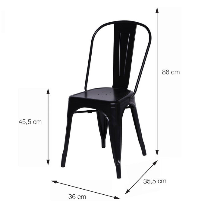 Kit por 4 Silla Tolix Metalica Para Comedor Restaurante - Negra - VIRTUAL MUEBLES