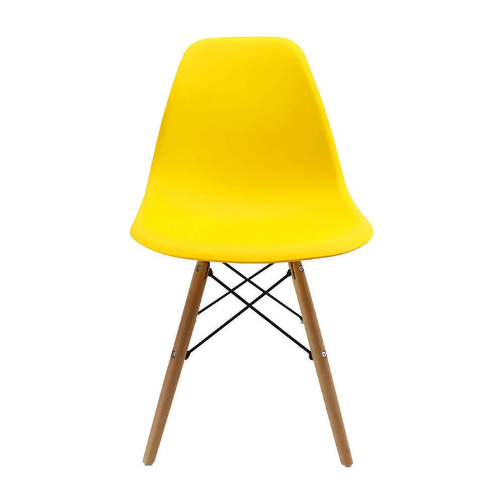 Kit por 4 sillas Eames Patas En Madera para comedor, sala, restaurante - Amarillas - VIRTUAL MUEBLES