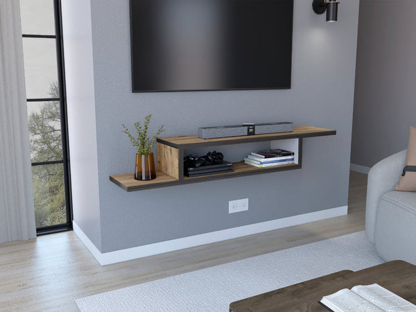 Mesa Para Tv Flotante Dilix, Macadamia y Grafito, con superficie para objetos decorativos