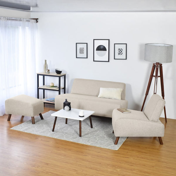 Sala Manhattan con puff Beige y Mesa de Centro Manhattan