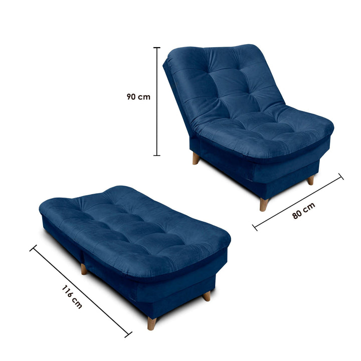 Silla Clic Clac Fendik tela azul - VIRTUAL MUEBLES