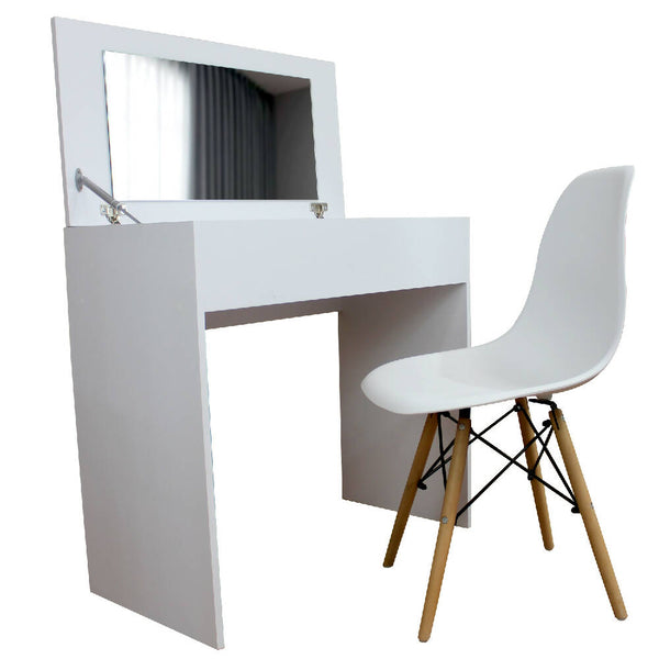 Combo Tocador Escritorio (76x80x40) Blanco + Silla Eames (83x46x51) Blanca