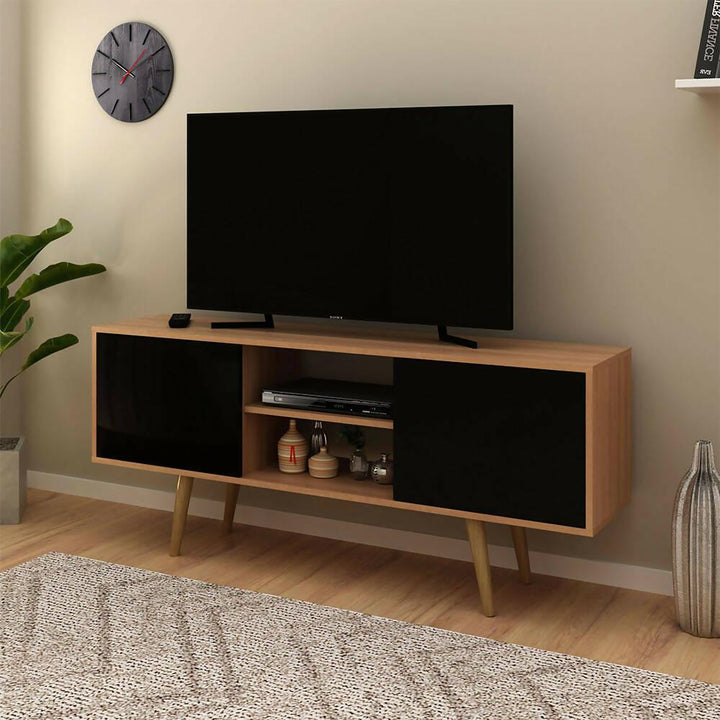 Mesa para TV Ecuador Almendra/Negro - VIRTUAL MUEBLES
