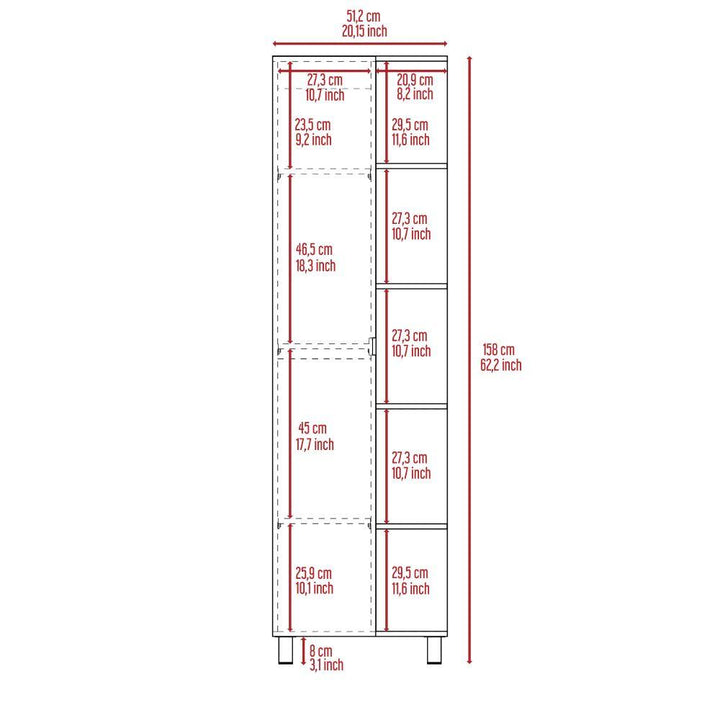 Mueble esquinero zendaya, wengue, con espejo y variedad de