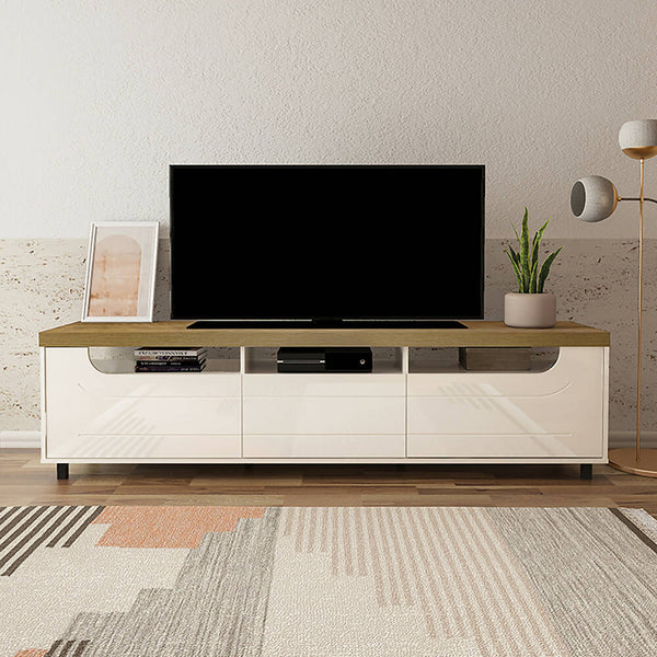 Mueble TV 75" Mercury De 200 cm Color Pino Y Off White