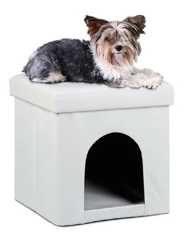 Casa Puff Cubo Mascotas Pequeñas BLANCO - VIRTUAL MUEBLES