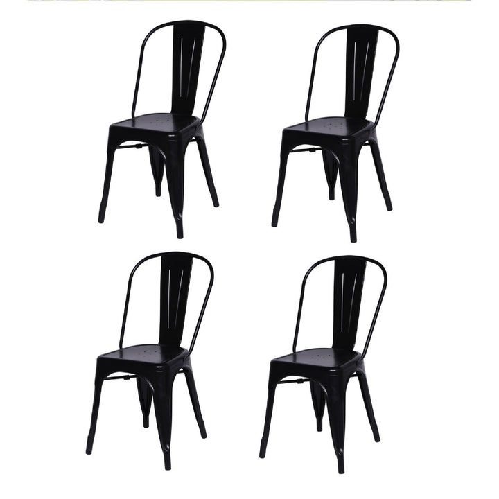 Kit por 4 Silla Tolix Metalica Para Comedor Restaurante - Negra - VIRTUAL MUEBLES