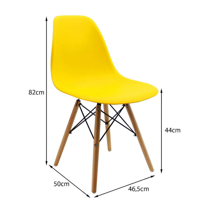 Kit por 4 sillas Eames Patas En Madera para comedor, sala, restaurante - Amarillas - VIRTUAL MUEBLES