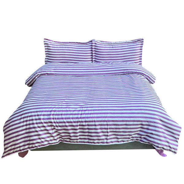 Duvet Estampado Franjas Lila Doble + Sábana Plana