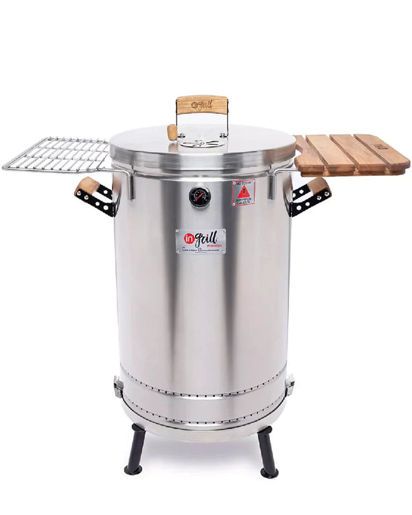 Ahumador y Barril Asador Grande Premium 45 Libras