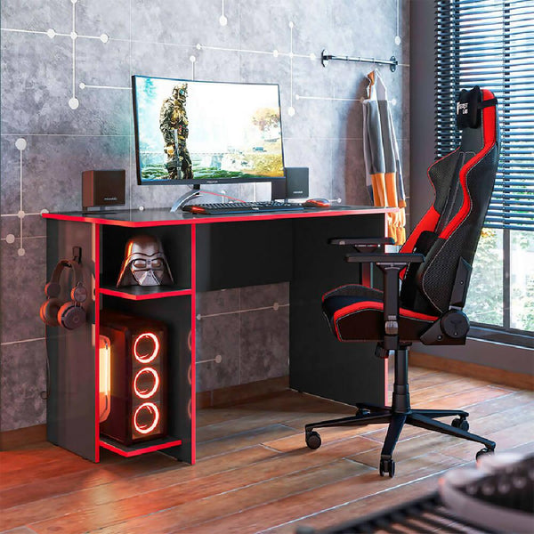 Escritorio Gamer Montpellier Negro/Rojo - VIRTUAL MUEBLES