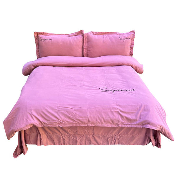 Duvet Sampson Bordado Lila Doble + Sábana Plana