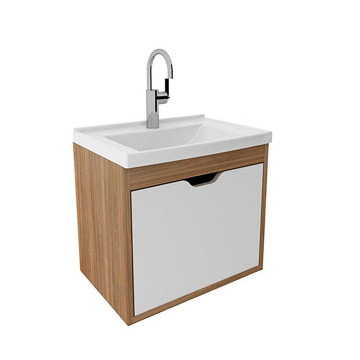 Mueble de baño con lavamanos graz teca/blanco - VIRTUAL MUEBLES