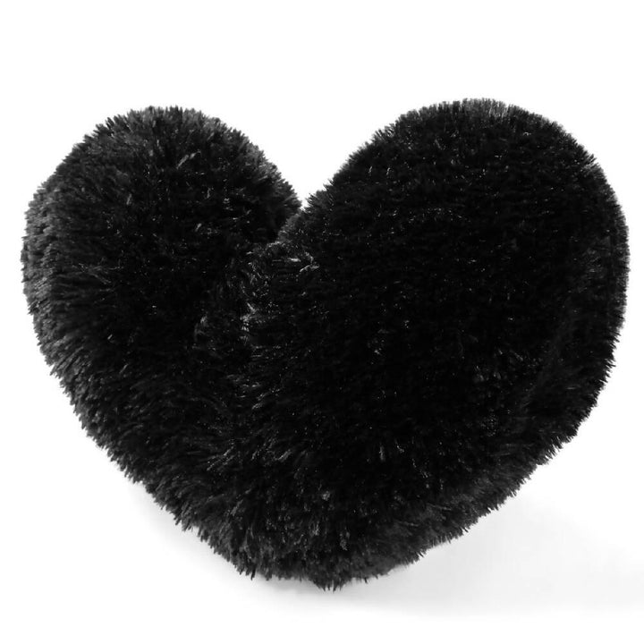 Cojín Decorativo Peludo Corazón Negro - VIRTUAL MUEBLES