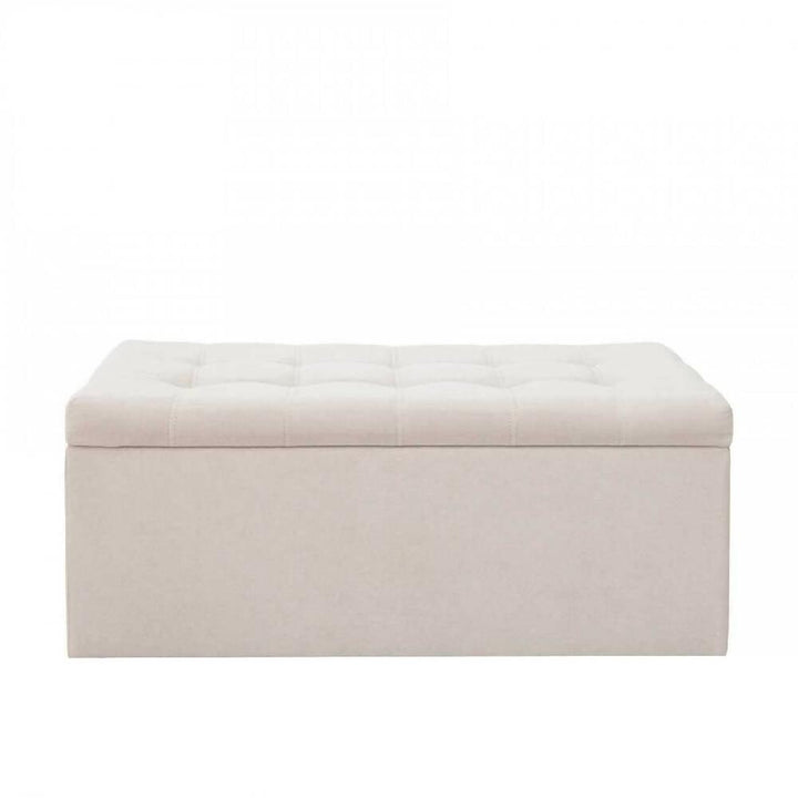 Puff Baúl Auxiliar Tela Beige - VIRTUAL MUEBLES